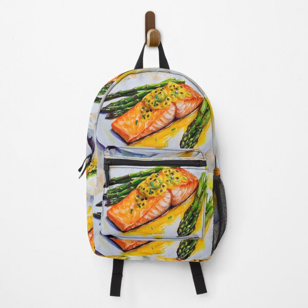 Item preview, Savory Elegance - Juicy Salmon with Creamy Sauce and Tender Asparagus Culinary AI Digital Art designed and sold by OlfactoART Studio.