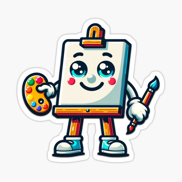 Item preview, Cute Paint Easel Character with Palette and Brush designed and sold by Berkako.