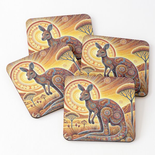Item preview, kangaroo  dot patterns design landscape format designed and sold by Random Designs.