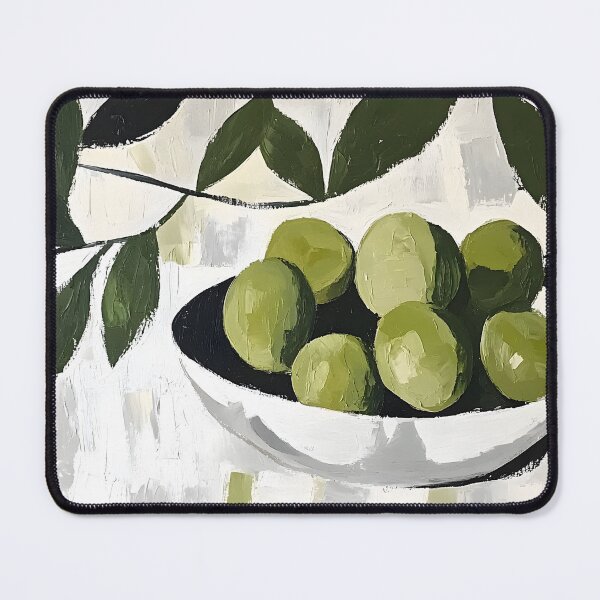 Item preview, Abstract Olive Elegance - Green Olives in a Rustic Bowl with Artistic Brushstrokes Digital AI Generated Art designed and sold by OlfactoART Studio.