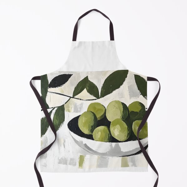 Item preview, Abstract Olive Elegance - Green Olives in a Rustic Bowl with Artistic Brushstrokes Digital AI Generated Art designed and sold by OlfactoART Studio.