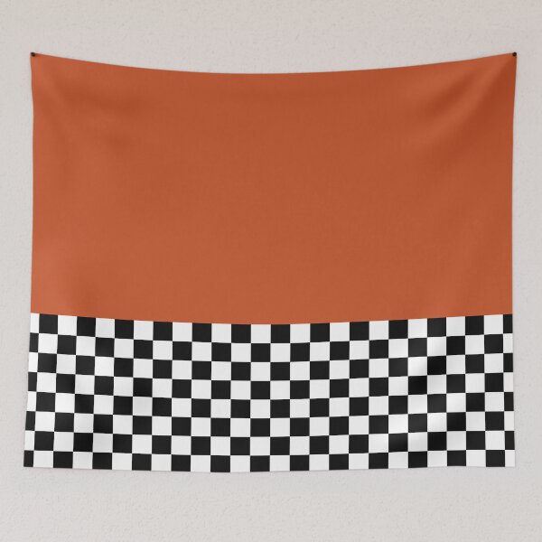 Item preview, Solid Dark Orange Rectangle With Black And White Check Trim designed and sold by QuestingPixel.
