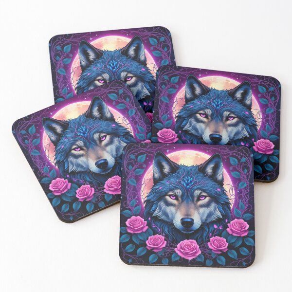 Item preview, Moonlit Wolf with Mystical Roses designed and sold by RebelPaintBrush.