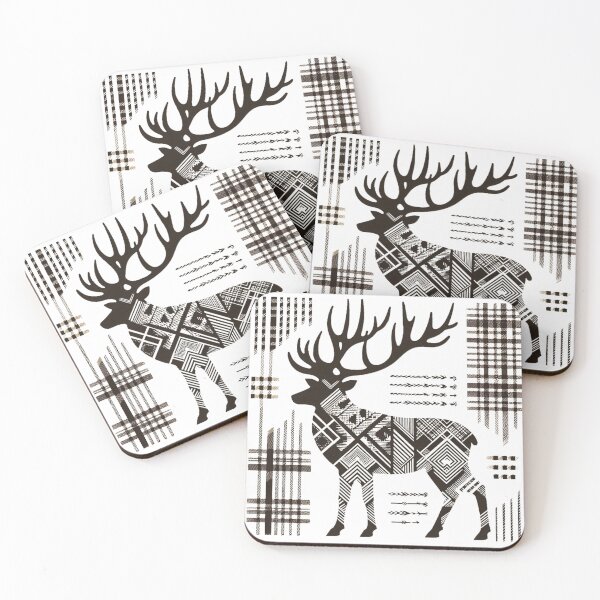 Item preview, Geometric Elegance: Plaid-Inspired Reindeer Design designed and sold by TeetasticBtque.