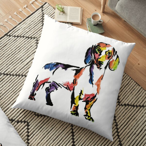 Dodge the Dachshund *dark Floor Pillow