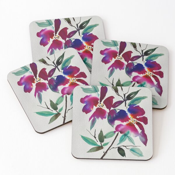 Item preview, Japanese Inspired Loose Double Blossom Watercolor Floral designed and sold by LakeArtWorks.