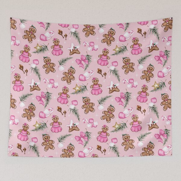 Item preview, Cute Pink gingerbread, sweet Christmas cookies pattern designed and sold by milyblooms.