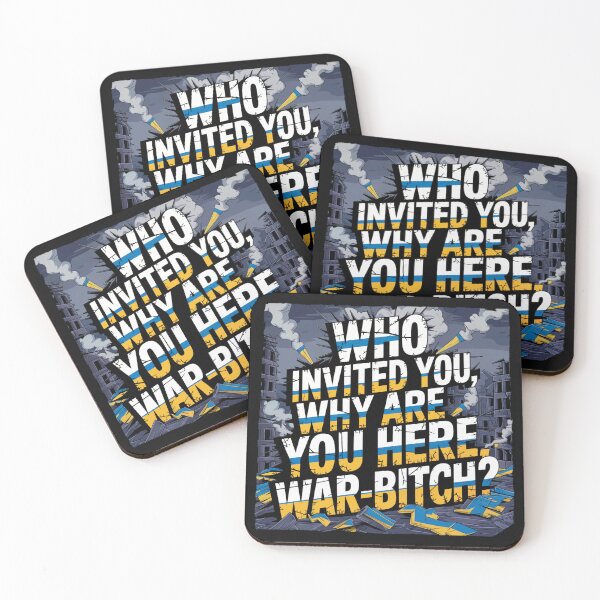 Item preview, Who Invited War - Ukraine Flag Typography Art designed and sold by cabana.space.
