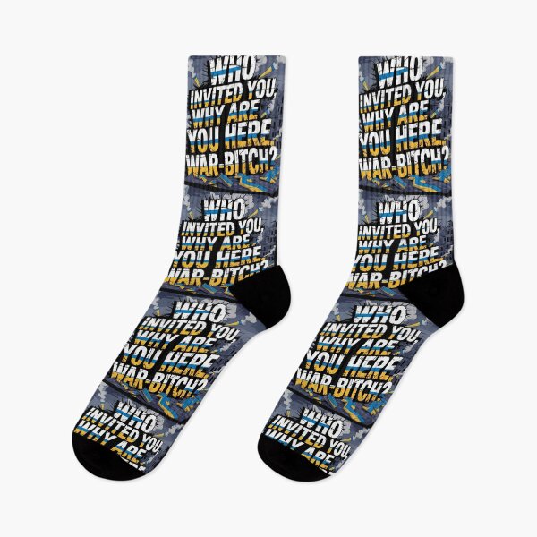 Item preview, Who Invited War - Ukraine Flag Typography Art designed and sold by cabana.space.
