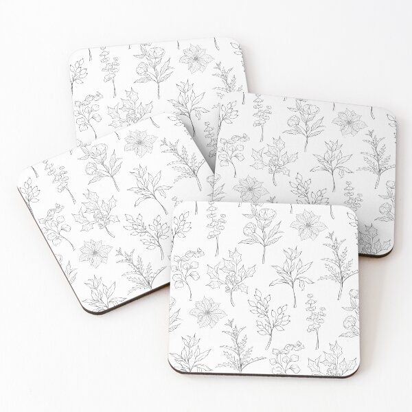 Item preview, Black and white Vintage Boho Christmas Eucalyptus botanical pattern designed and sold by milyblooms.