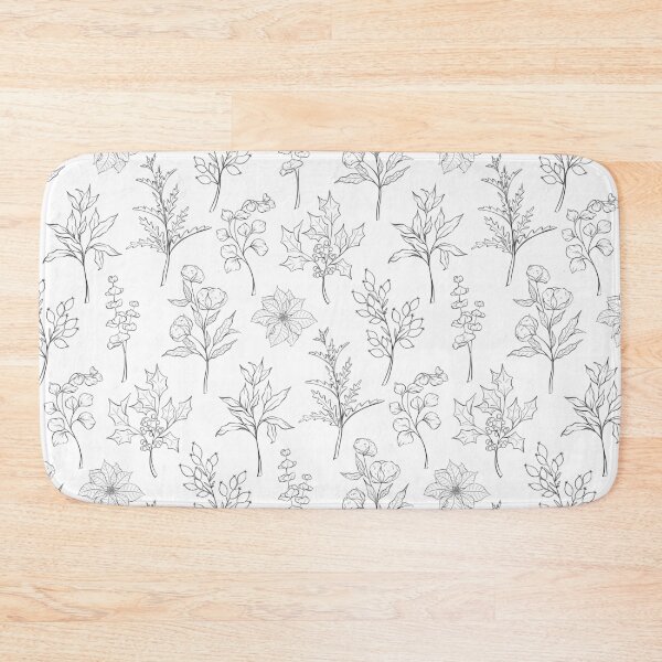 Item preview, Black and white Vintage Boho Christmas Eucalyptus botanical pattern designed and sold by milyblooms.