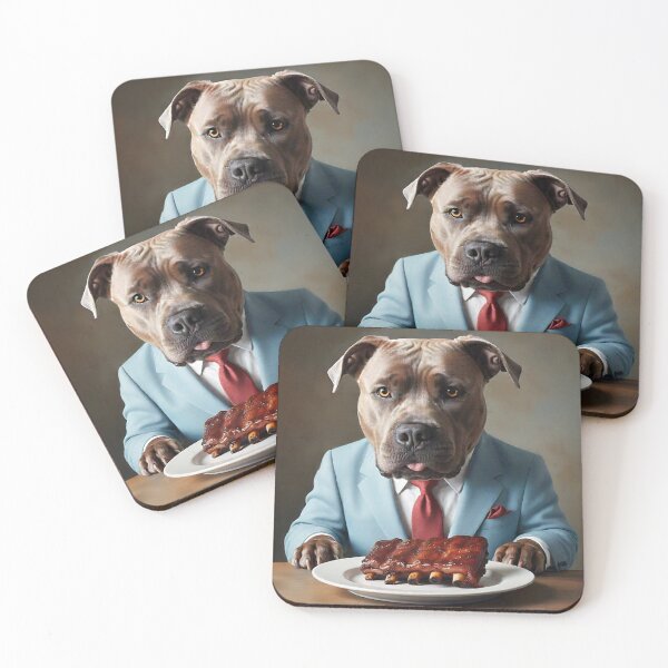 Item preview, Business Lunch Pit Bull in a Blue Suit designed and sold by vwcallais.