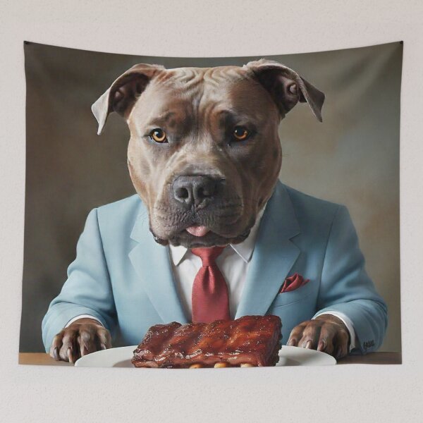 Item preview, Business Lunch Pit Bull in a Blue Suit designed and sold by vwcallais.
