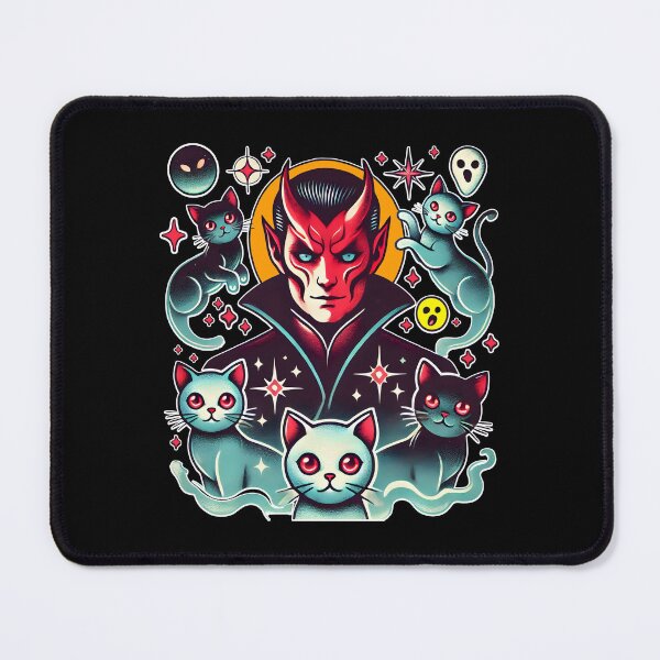 Item preview, Retro Devil with Cats Halloween Design designed and sold by DrawHandArt.