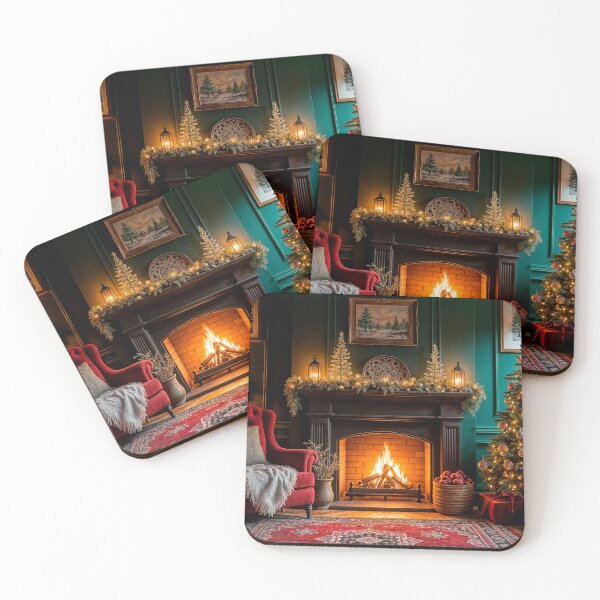 Item preview, Traditional Christmas Winter Fireplace designed and sold by DreamlifeBackgrounds.