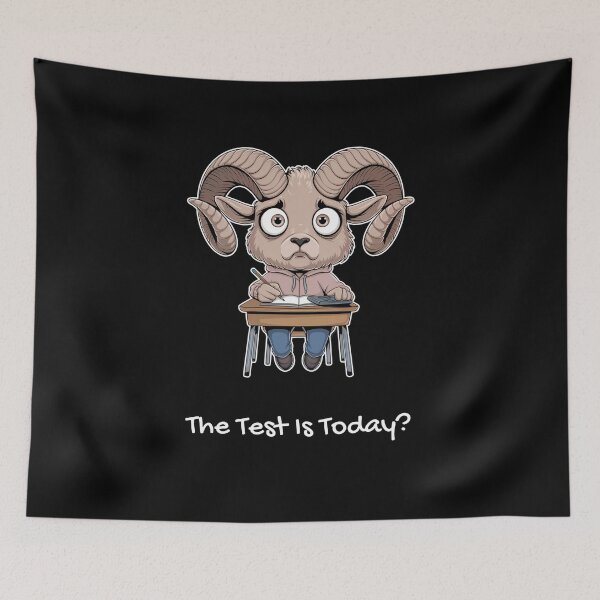 Item preview, Test Day Panic: Anxious Ram at the Desk designed and sold by HexaDaisy.