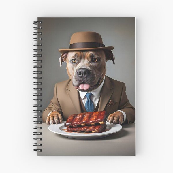 Item preview, Business Lunch Pit Bull in a Brown Suit and Hat designed and sold by vwcallais.