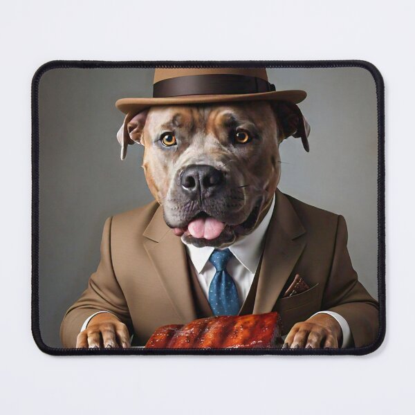 Item preview, Business Lunch Pit Bull in a Brown Suit and Hat designed and sold by vwcallais.