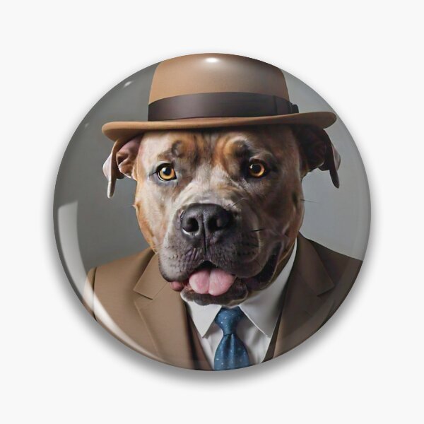 Item preview, Business Lunch Pit Bull in a Brown Suit and Hat designed and sold by vwcallais.