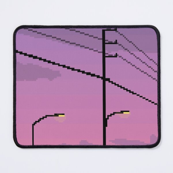 Item preview, Pixel Art Illustration of a Neighbourhood Street with Utility Poles, Street Lights, Clouds, and a Vibrant Sunset designed and sold by Anthonyelkh99.