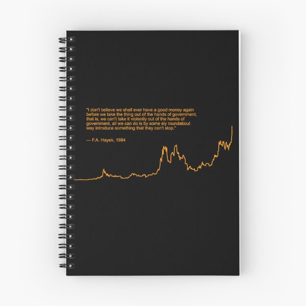 Item preview, BTC Bitcoin Chart Orange-Pilled F.A.Hayek Quote designed and sold by KatelynMitalski.