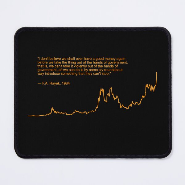 Item preview, BTC Bitcoin Chart Orange-Pilled F.A.Hayek Quote designed and sold by KatelynMitalski.