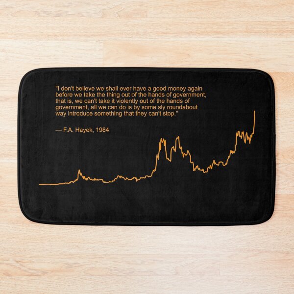Item preview, BTC Bitcoin Chart Orange-Pilled F.A.Hayek Quote designed and sold by KatelynMitalski.