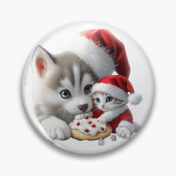 Item preview, Siberian Husky and Kitten's Holiday Treat designed and sold by silp159.
