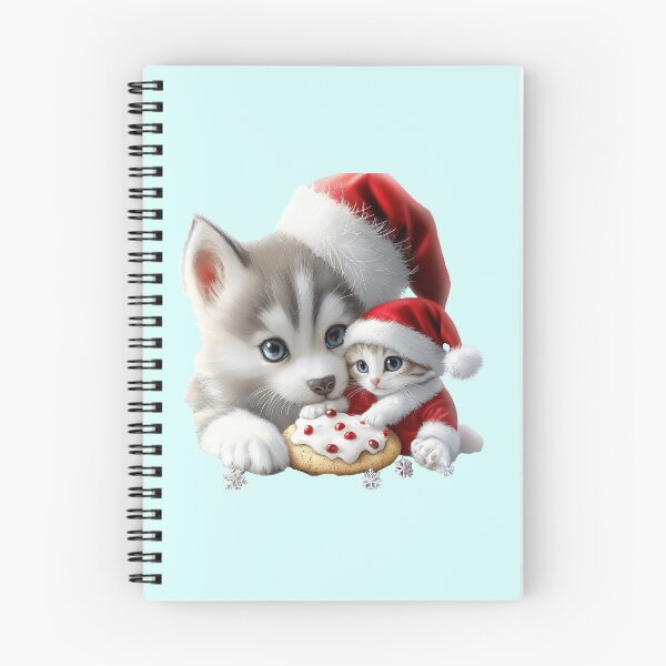 Item preview, Siberian Husky and Kitten's Holiday Treat designed and sold by silp159.