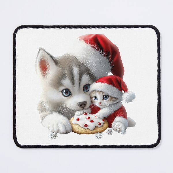 Item preview, Siberian Husky and Kitten's Holiday Treat designed and sold by silp159.