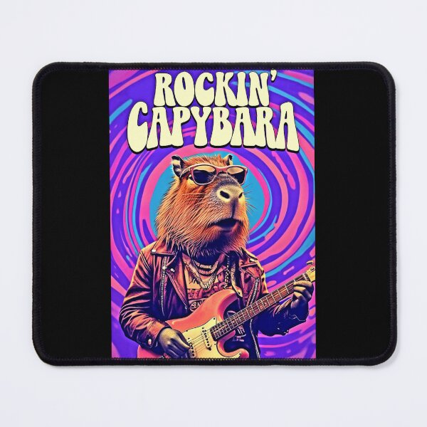 Item preview, Rockin' Capybara Retro Art Print designed and sold by Earth Nature Creations.