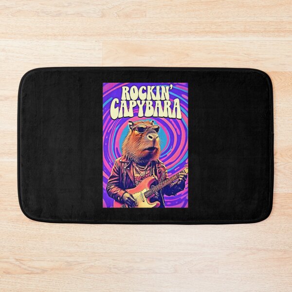 Item preview, Rockin' Capybara Retro Art Print designed and sold by Earth Nature Creations.