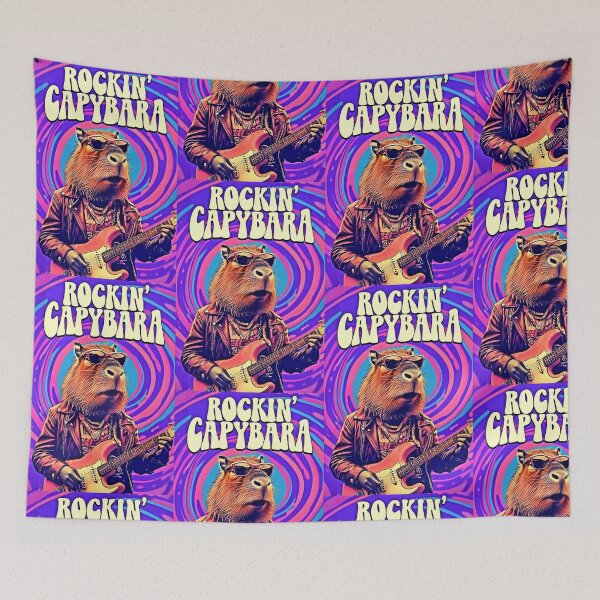 Item preview, Rockin' Capybara Retro Art Print designed and sold by Earth Nature Creations.