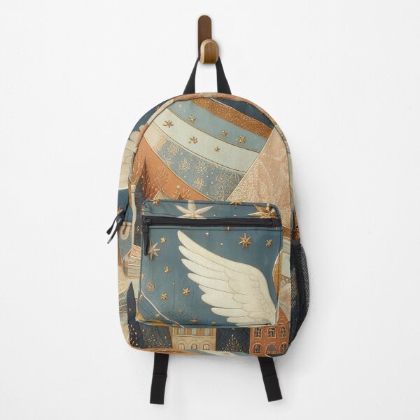 Item preview, Stylized angel over the winter Christmas city illustration designed and sold by 4Seasons.
