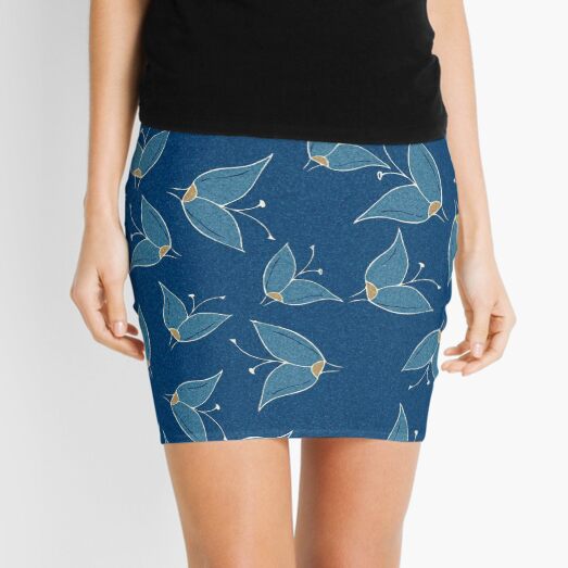 Blue Flutter Pattern Mini Skirt