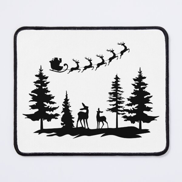 Item preview, Deer and Santa Claus Flying above the Forest designed and sold by MagnoliaLake.