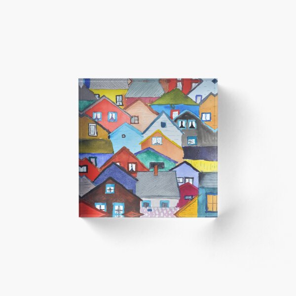 Quilt Houses Acrylic Block