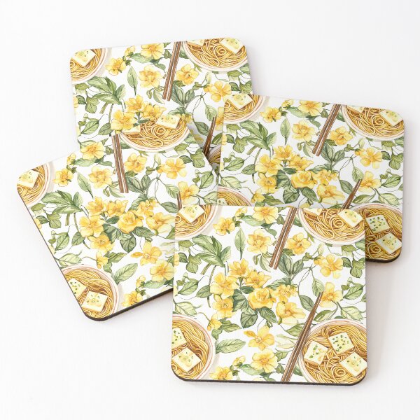 Item preview, Tofu Ramen and Yellow Flowers, Noodle Lover, Foodie, Japanese, Korean Ramyeon designed and sold by VintageFlorals.