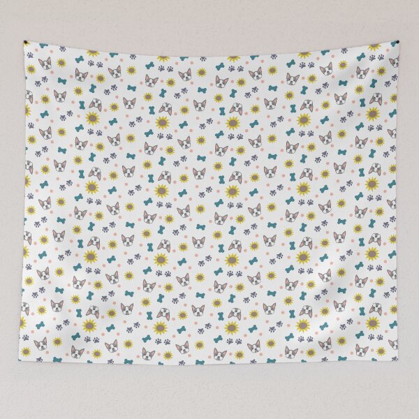 Item preview, Boston Terrier Sunflower Pattern designed and sold by Lilwhitefox.