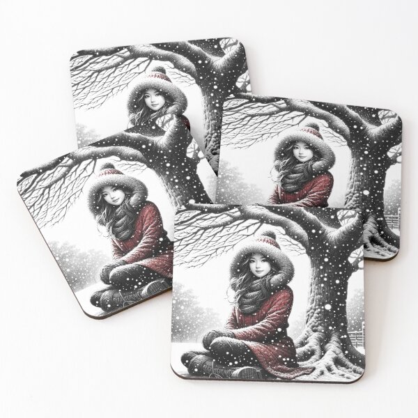 Item preview, Winter Serenity: Girl in Snowy Landscape. designed and sold by NangKittipong.
