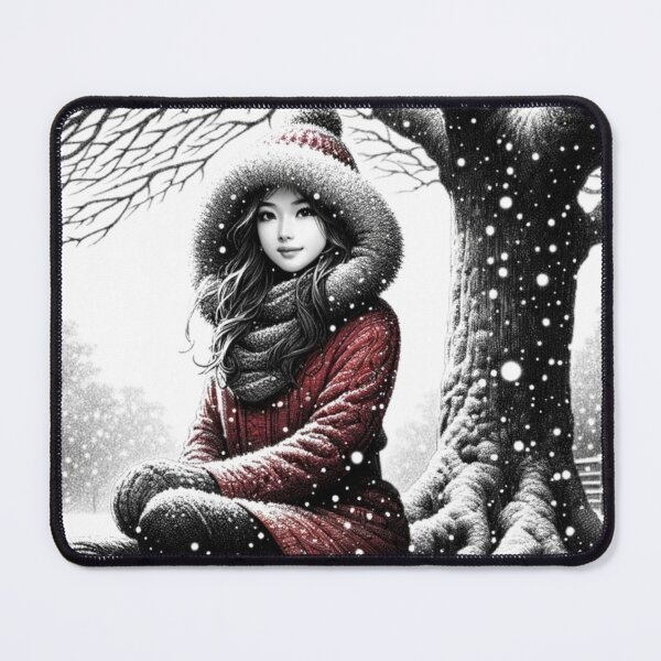 Item preview, Winter Serenity: Girl in Snowy Landscape. designed and sold by NangKittipong.