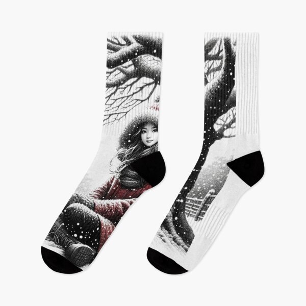 Item preview, Winter Serenity: Girl in Snowy Landscape. designed and sold by NangKittipong.