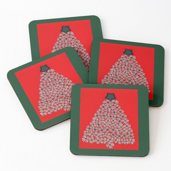 Item preview, Christmas Holiday Tree Fused Glass Murrini Red, Green & White designed and sold by snowflakeglass.