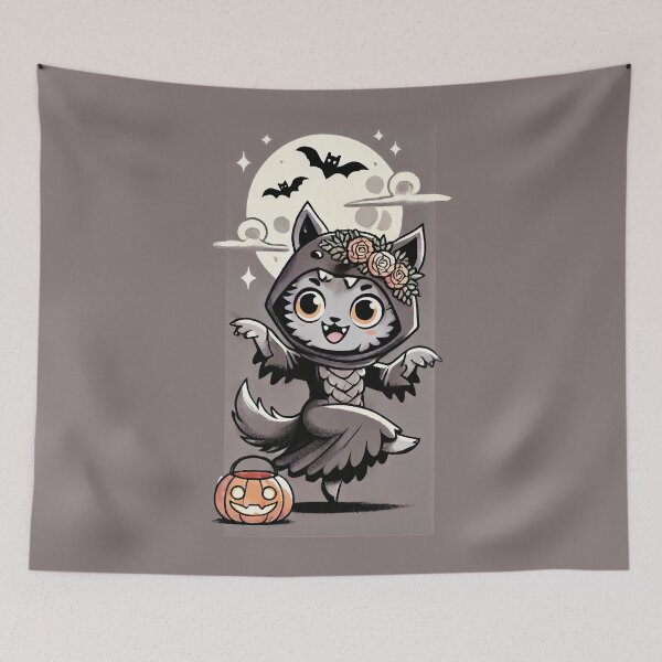 Item preview, Cute Girl Werewolf Dancing Under the Moonlight designed and sold by Victor Shadehorn.