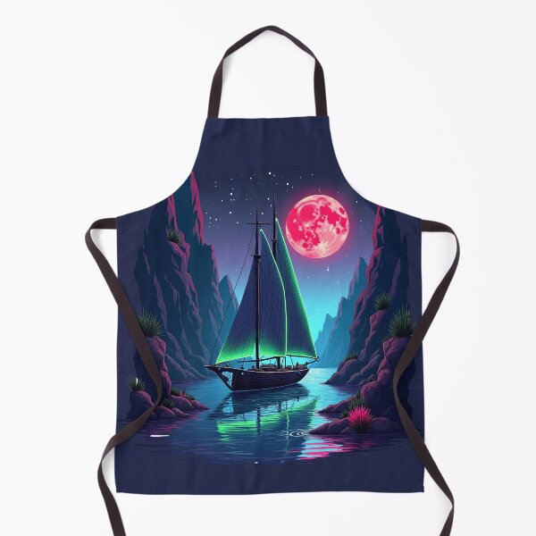 Item preview, Mystical Sailboat Under Neon Moonlit Sky in Serene Canyon designed and sold by zofron.