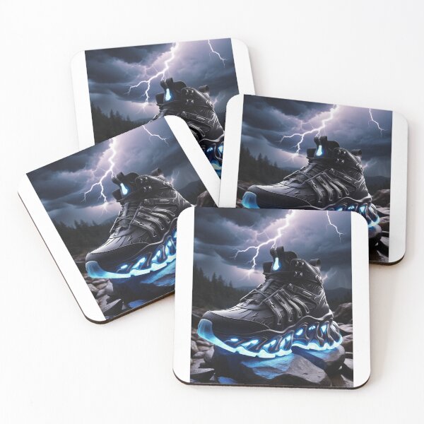 Item preview, "Futuristic Glowing Sneaker Sticker & Art - Neon Blue High-Tech Design for Tech Lovers" designed and sold by PRIME4YOU.