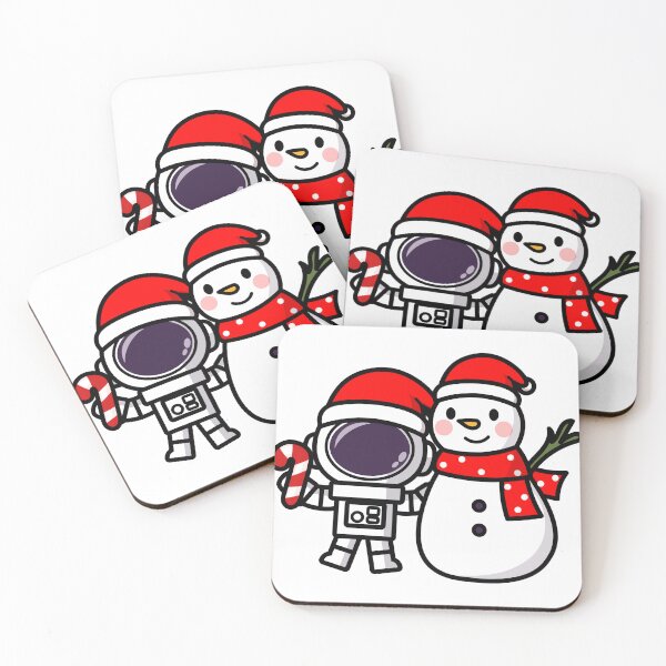 Item preview, Funny Astronauts cartoon wearing santa hat and Snowman, Merry Christmas  designed and sold by NoeySmiley55.