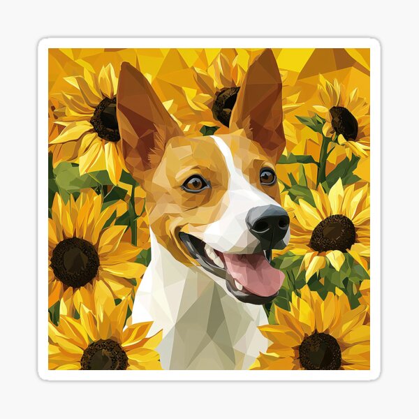 Item preview, "Happy Dog Surrounded by Vibrant Sunflowers" designed and sold by Sci-fi-2901.