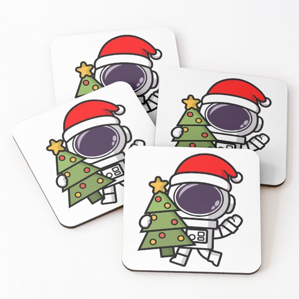 Item preview, Funny Astronauts cartoon wearing santa hat and Renindeer and Christmas Tree, Merry Christmas  designed and sold by NoeySmiley55.