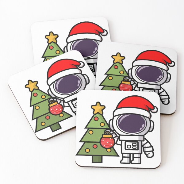 Item preview, Funny Astronauts cartoon wearing santa hat and Renindeer and Christmas Tree, Merry Christmas  designed and sold by NoeySmiley55.
